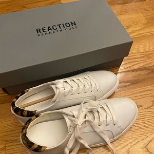 Kenneth Cole Reaction White Sneakers with Animal Print Detail
